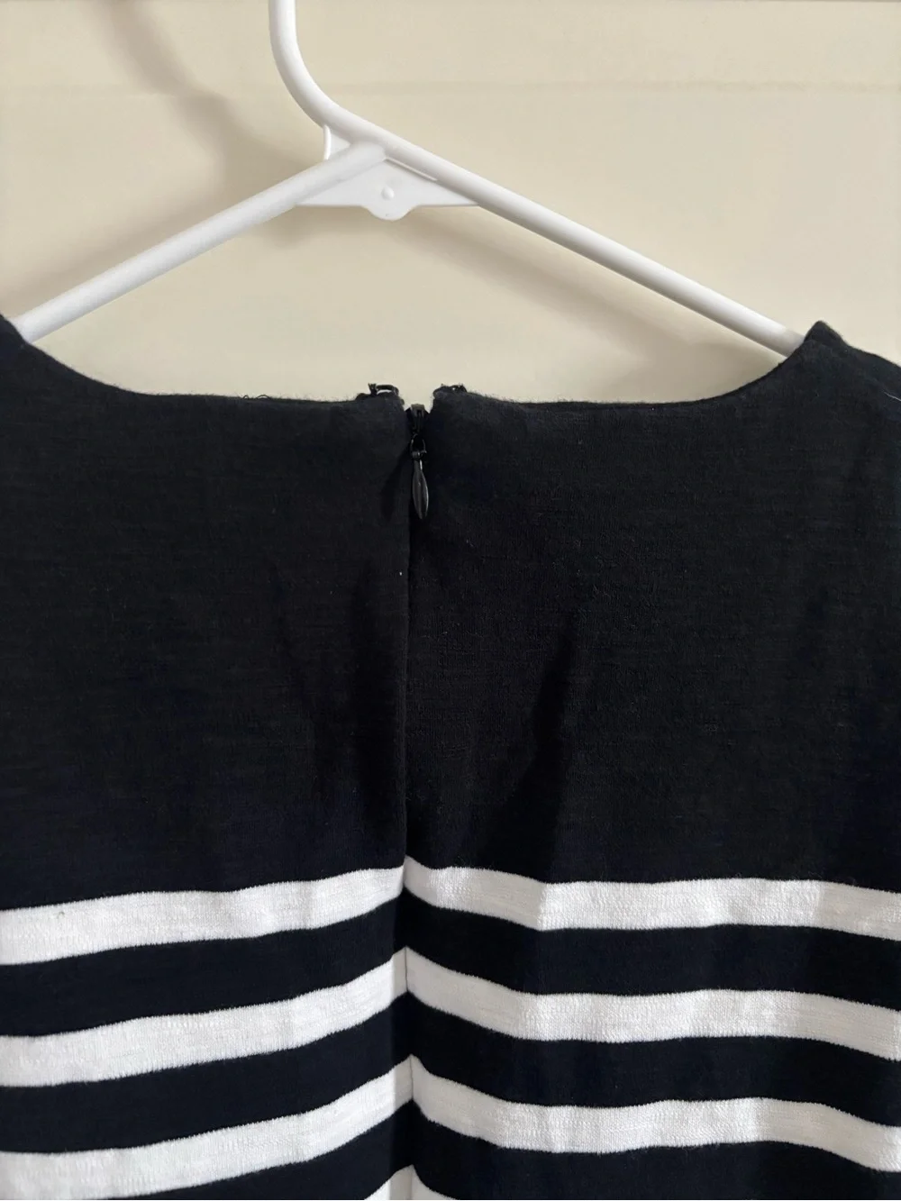 J. Crew Black and White Striped Sleeveless Cotton Dress